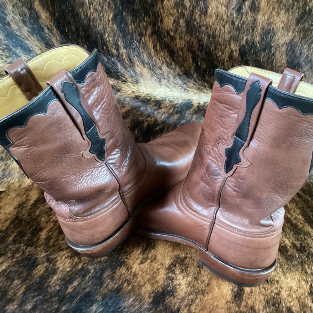 Lucchese X J Gilbert Cowboy Western Roper Boots Brown Size 11 Made In USA RARE! - Picture 11 of 12